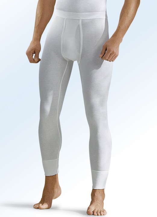 Winter- & speciaal ondergoed - Hermko set van drie fijne geribbelde onderbroeken, met gulp, wit, in Größe 005 bis 013, in Farbe WIT Ansicht 1