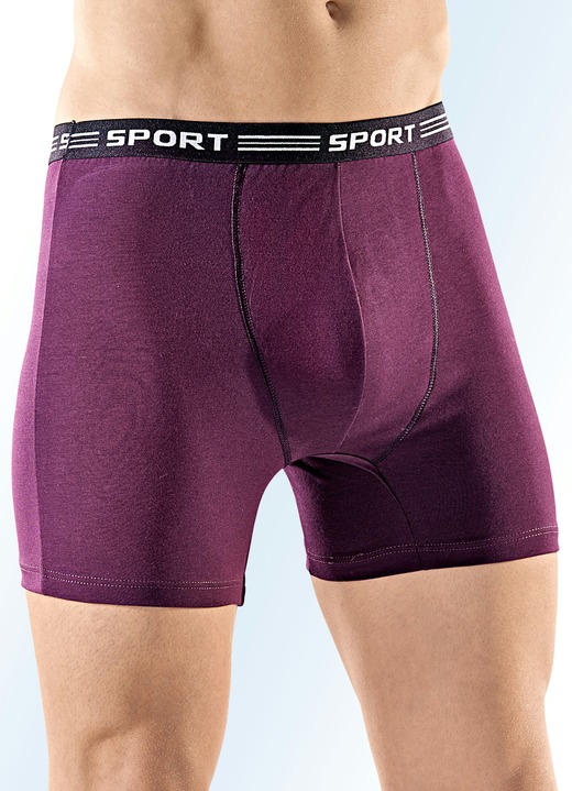 Pants & boxershorts - Set van vier broeken van fijne jersey, effen, in Größe 004 bis 010, in Farbe 2X BORDEAUX, 2X ZWART