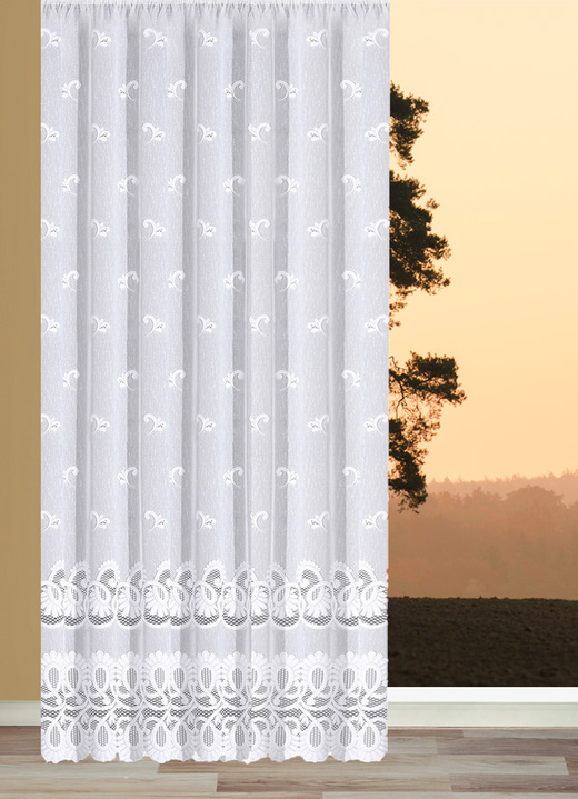 Klassiek - Mooi lang gordijn, in Größe 236 (H 225 x B 300 cm) bis 298 (H 245 x B 600 cm), in Farbe WIT Ansicht 1
