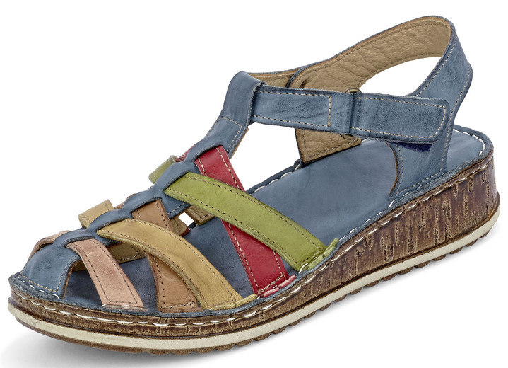 Sandalen & slippers - Gemini sandaaltjes met bandjes en een subtiele gekreukelde structuur, in Größe 036 bis 042, in Farbe JEANS-MULTICOLOR Ansicht 1