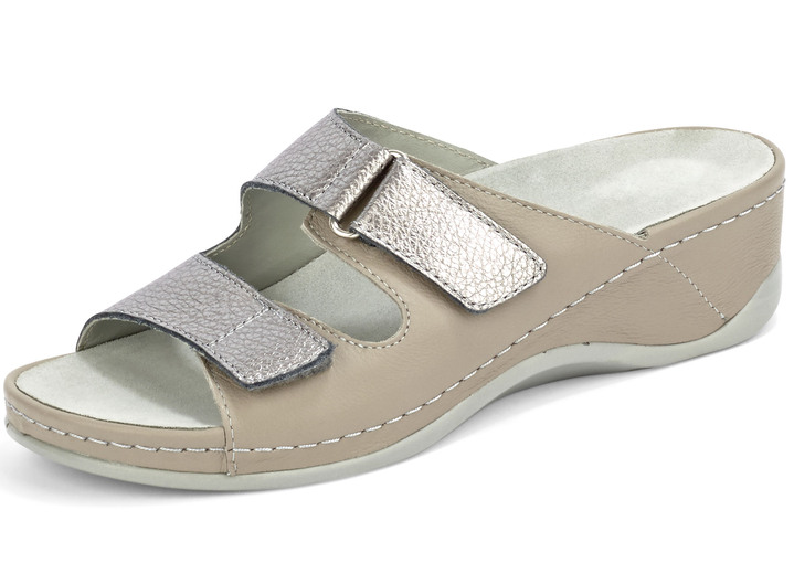 Sandalen & slippers - Mubb muiltjes met leren memory voetbed, in Größe 036 bis 042, in Farbe TAUPE-ANTIEK BRONS Ansicht 1