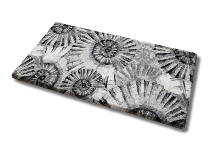 Badmatten - Badmat met antislip achterkant, in Größe 100 (Matje, halfrond 50/80 cm) bis 112 (Toiletdekselafdekking 47/50 cm), in Farbe GRIJS Ansicht 1