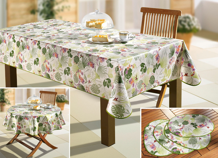 Tuin tafelkleden - Onderhoudsvriendelijk tafelzeil van tafelzeil, in Größe 108 (Middenkleed, 80 x 80 cm) bis 200 (placemat, 4-delig, 47 x 34 cm), in Farbe MULTICOLOR