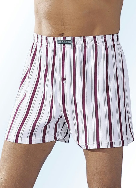 Pants & boxershorts - Vier-pack boxershorts, kleurrijke strepen, in Größe 005 bis 019, in Farbe 2x WIT-BORDEAUX, 1x WIT-SMARAGD, 1x WIT-NAVY