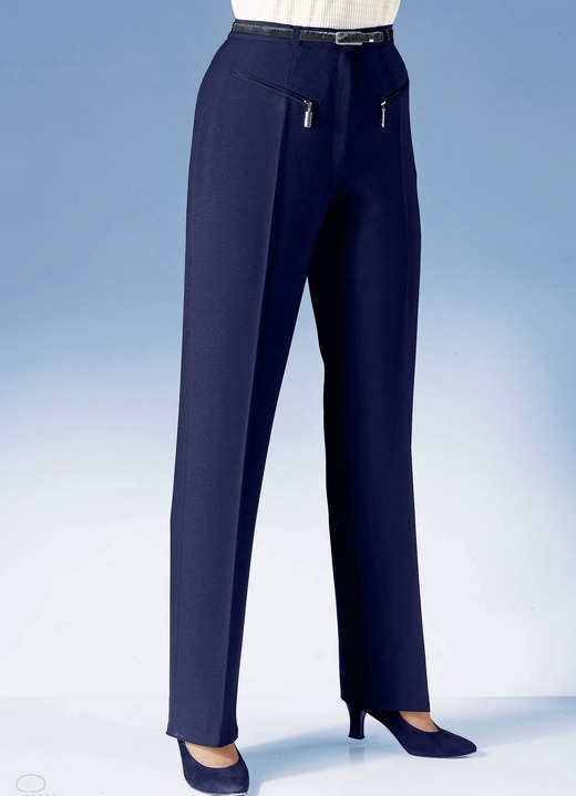 Broek met knoop- en ritssluiting - Broek met paspelzakken met ritssluiting, in Größe 018 bis 088, in Farbe MARINE Ansicht 1