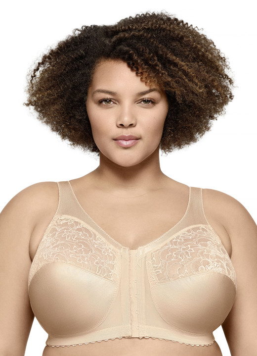 BH met voorsluiting - Glamourise steunbeha met sluiting aan de voorkant, in Größe 085 bis 130, in Cup G, in Farbe HUIDKLEURIG Ansicht 1