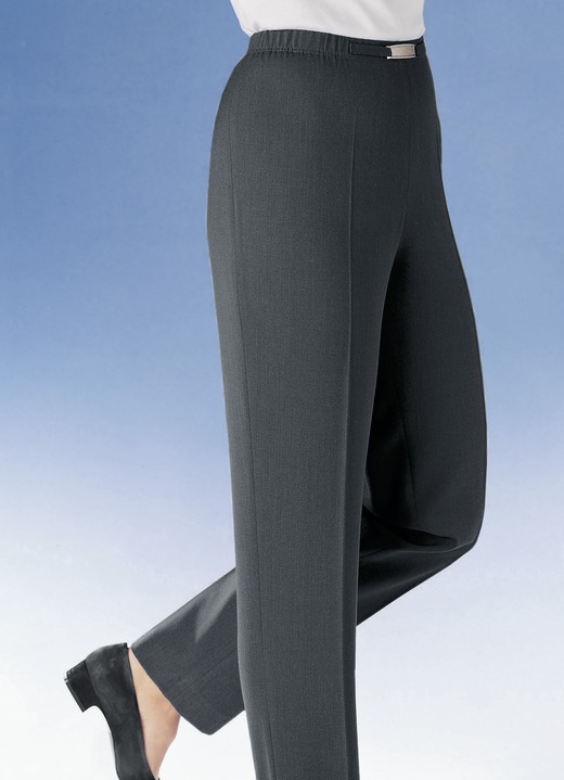 Broeken met elastische band - Broek met metalen rand op de tailleband in 8 kleuren Broeken met elastische band - Broek met metalen rand op de tailleband in 8 kleuren, in Größe 018 bis 275, in Farbe ANTRACIET GEM.