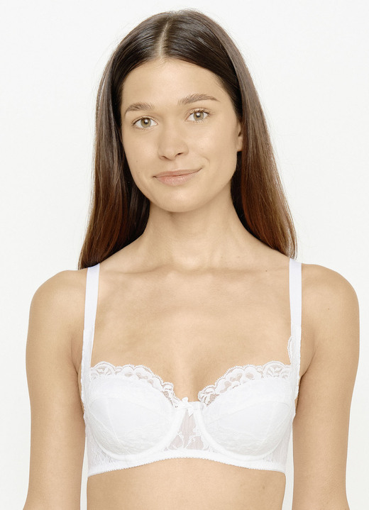Beugel-BH - Susa dirndl bh met buitenbandjes, in Größe 070 bis 095, in Cup E, in Farbe WIT Ansicht 1