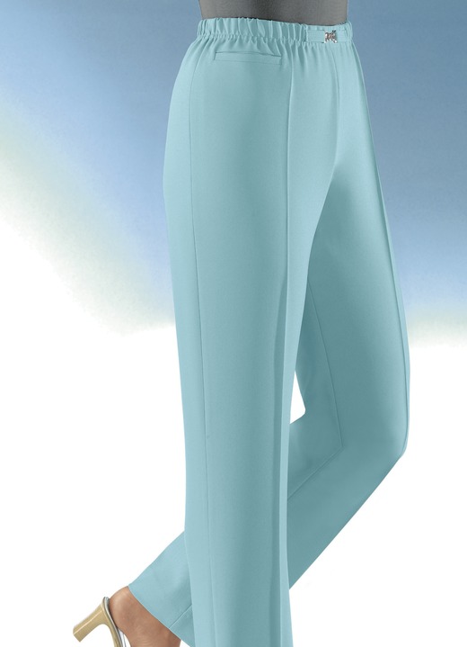 Broeken met elastische band - Pull-on-broek in 9 kleuren, in Größe 019 bis 054, in Farbe LICHTTURQUOISE Ansicht 1