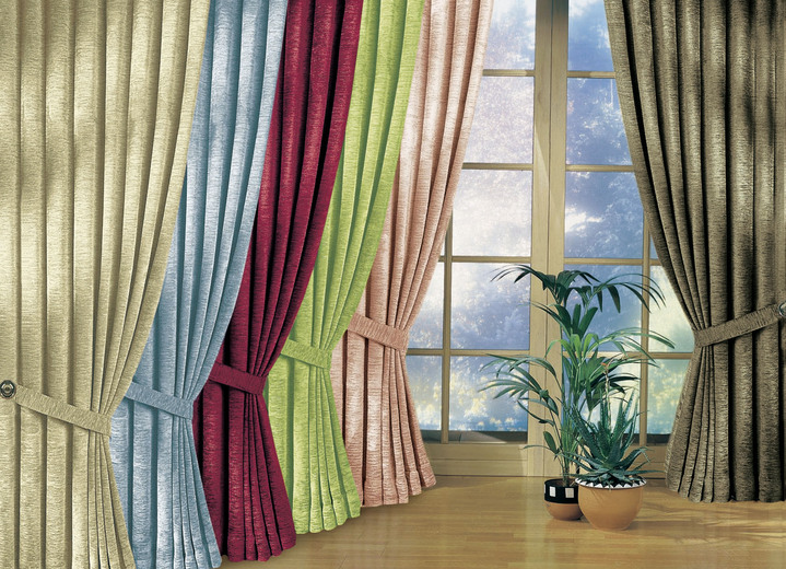 Klassiek - Overgordijnenset met universele railband, in Größe 750 (H150 x B115 cm) bis 899 (Gordijnhouder, set van 2, 60 cm), in Farbe CRÈME Ansicht 1