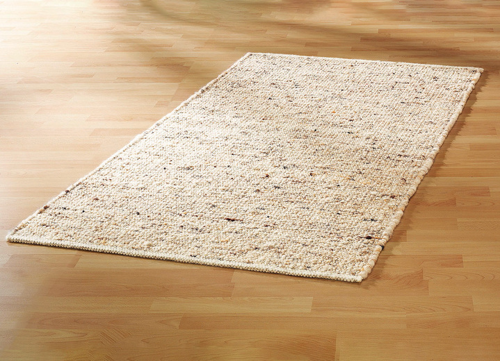 Tapijten - Handgeweven tapijten van scheerwol uit Nieuw-Zeeland, in Größe 100 (Brug, 60 x 90 cm) bis 315 (2 bruggen 60 x 120 cm + 1 galerij 70 x 200 cm), in Farbe NATUREL Ansicht 1