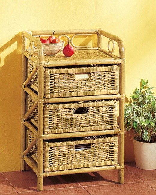 Meubels - Rotan plank, in Farbe HONINGKLEUR, in Ausführung Met 3 grote laden Ansicht 1