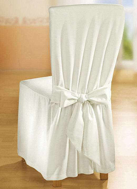 Grand foulards - Elegante stoelhoes met strikbanden, in Größe 106 (Stoelhoes) bis 112 (stoelhoezen, set van 2), in Farbe NATUREL Ansicht 1