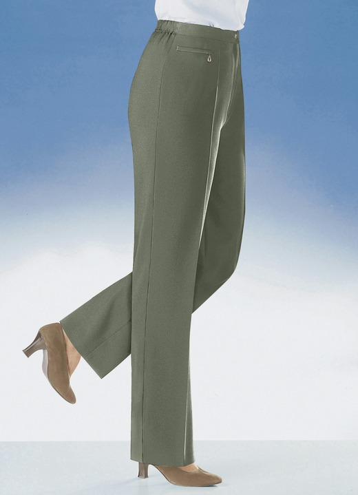 Broek met knoop- en ritssluiting - Comfortabele broek voor elke gelegenheid, in 7 kleuren, in Größe 019 bis 054, in Farbe OLIJF Ansicht 1