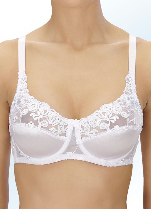 BH met kant - Naturana two-pack beugelbeha met tule borduursel aan de voorkant, in Größe 075 bis 105, in Cup B, in Farbe 2X WIT Ansicht 1