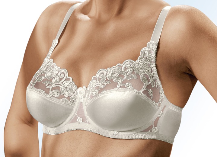 BH met kant - Naturana two-pack beugelbeha met tule borduursel aan de voorkant, in Größe 075 bis 105, in Cup B, in Farbe 1X SEKT, 1X ZWART Ansicht 1