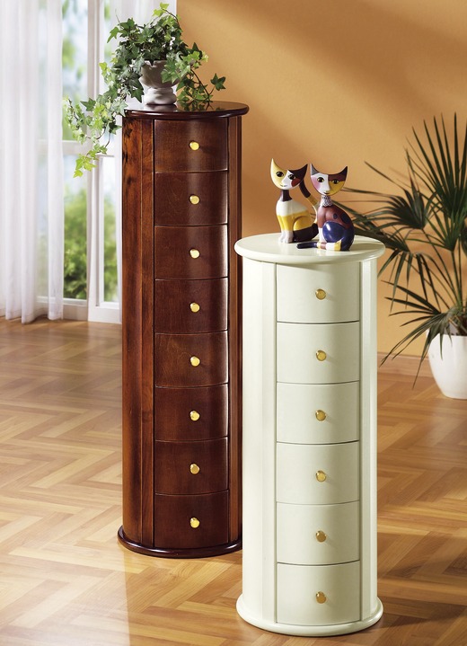 Kleine meubels - Gedeeltelijk massieve ladekast in kolomvorm, in Farbe NOTENBOOM, in Ausführung 8 schuiflades