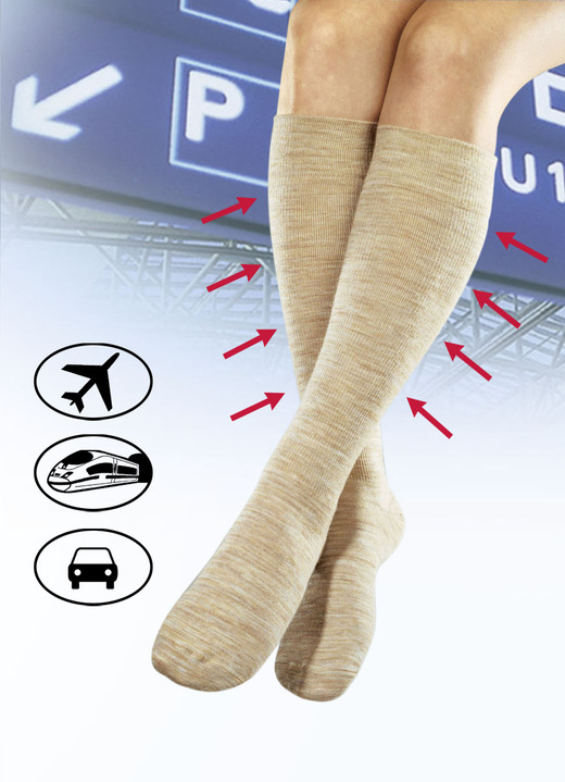 Gezondheidskousen - 3-pack steunkniekousen, in Größe 1 (36–38) bis 4 (45–47), in Farbe BEIGE, in Ausführung Met katoen Ansicht 1