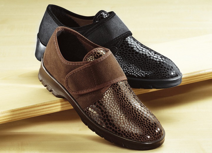 Comfortschoenen - Florett lage damesschoen met klittenband in een extra brede pasvorm, in Größe 036 bis 042, in Farbe BEIGE Ansicht 1
