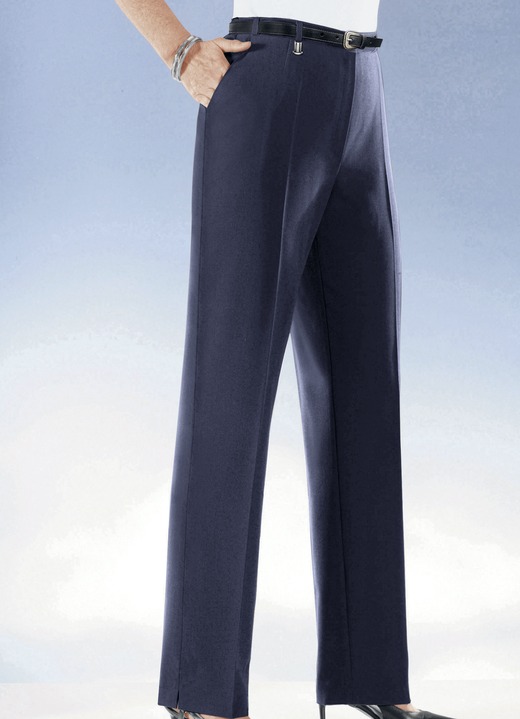 Broek met knoop- en ritssluiting - Comfortabele broek met elastische bandinzet in 6 kleuren, in Größe 019 bis 096, in Farbe MARINE Ansicht 1