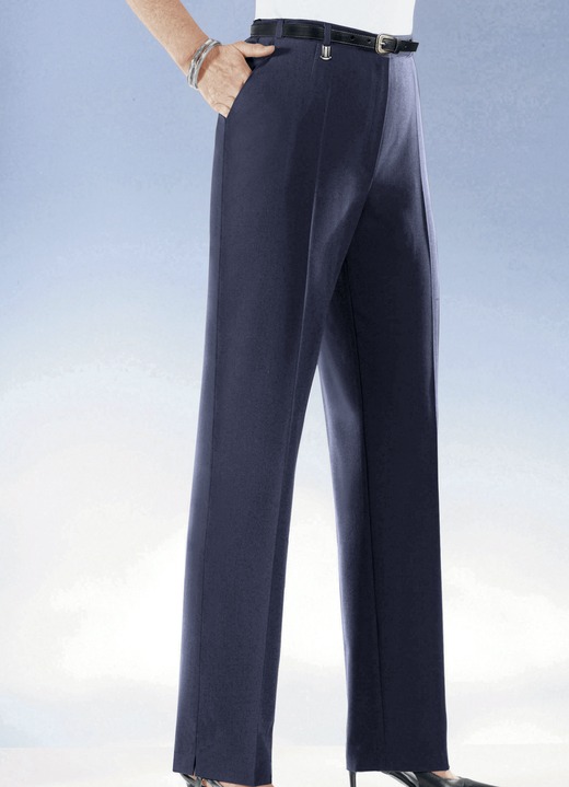 Broek met knoop- en ritssluiting - Comfortbroek met elastische taillebandinzetten in 6 kleuren Broek met knoop- en ritssluiting - Comfortbroek met elastische taillebandinzetten in 6 kleuren, in Größe 019 bis 096, in Farbe MARINE