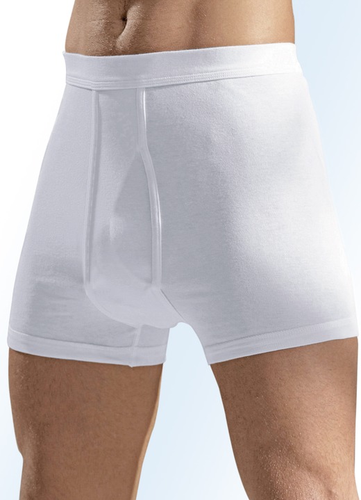 Slips & broeken - Hermko vierpack fijne ribonderbroeken, in Größe 005 bis 013, in Farbe WIT