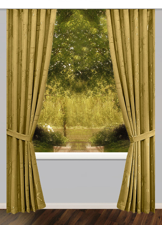 Klassiek - Overgordijnenset met universele railband, in Größe 363 (H 150 x B 130 cm) bis 899 (embrasse, set van 2, 80 cm), in Farbe GROEN Ansicht 1