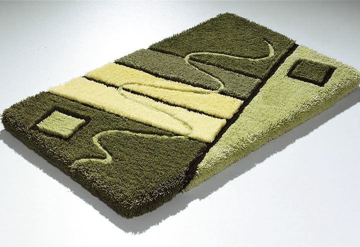 Badmatten - Barrevoetszachte badkamersuite in harmonieuze kleuren, in Größe 100 (matje, halfrond 50 x 80 cm) bis 112 (WC-dekselhoes, 47 x 50 cm, met koord), in Farbe GROEN Ansicht 1