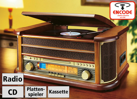 Nostalgische stereo-installatie met directe mp3-opnamefunctie