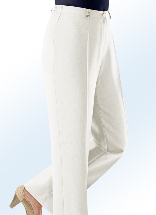 Broek met knoop- en ritssluiting - Broek met bredere tailleband in 9 kleuren Broek met knoop- en ritssluiting - Broek met bredere tailleband in 9 kleuren, in Größe 019 bis 245, in Farbe ECRU