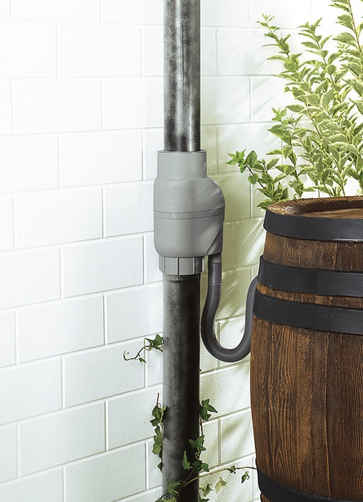 Tuinonderhoud - Regenwaterfilter met zeef van roestvrij staal, gebruiksaanwijzing en slang, in Farbe GRIJS Ansicht 1