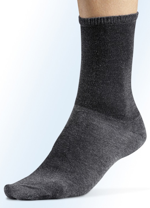 Kousen - Set van zes sokken, effen, in Größe 001 (Schuhgröße 39-42) bis 002 (schoenmaat 43-46), in Farbe 2X ANTRACIET GEMÊLEERD, 2X ZWART, 2X MARINE Ansicht 1