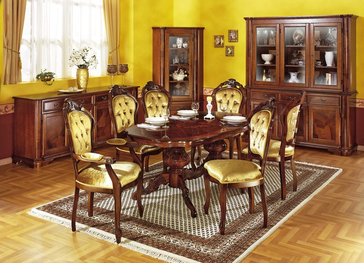Meubels - Eetkamermeubel met wortelhoutfineer, in Farbe NOTENBOOM, in Ausführung Dressoir, 3 deuren Ansicht 1