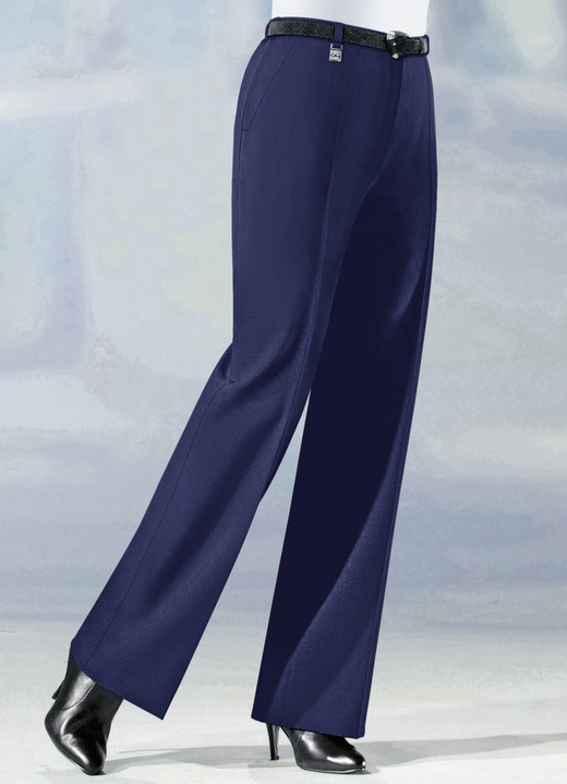 Broek met knoop- en ritssluiting - Broek in trendy Marlene-vorm in 6 kleuren Broek met knoop- en ritssluiting - Broek in trendy Marlene-vorm in 6 kleuren, in Größe 019 bis 096, in Farbe MARINE