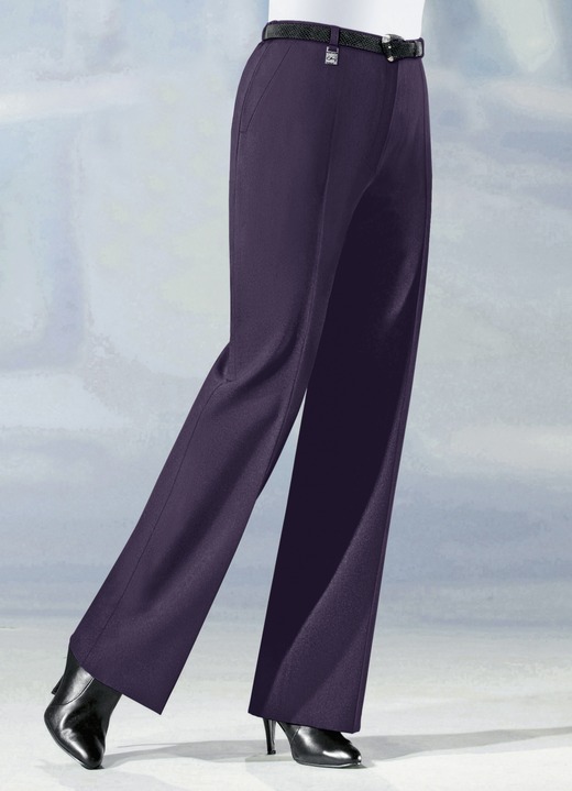 Broek met knoop- en ritssluiting - Broek in trendy Marlene-vorm in 6 kleuren, in Größe 019 bis 096, in Farbe PRUIM Ansicht 1