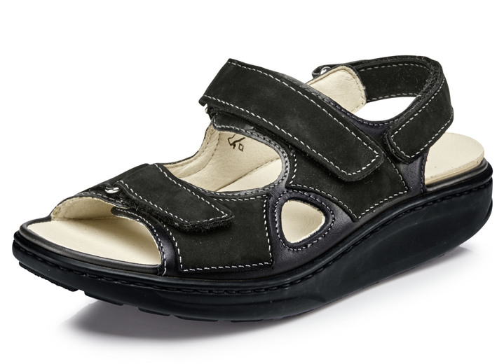 Sandalettes & slippers - Waldläufer klittenbandsandaal met afrolfunctie, in Größe 3 1/2 bis 8, in Farbe ZWART Ansicht 1