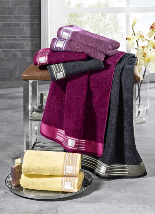 Handdoeken - Badstofserie met glittergaren, in Größe 200 (1 handdoek 50/100 cm) bis 205 (voordeelset, 6-delig), in Farbe ABRIKOOS