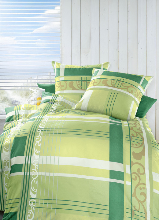 Beddengoed - Beddengoedset in verschillende kwaliteiten, in Größe 112 (80/80 cm + 135/200 cm) bis 115 (80/80 cm + 155/220 cm), in Farbe GROEN Ansicht 1