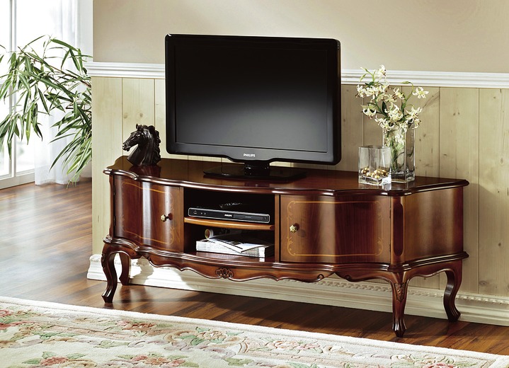 TV- en Hifi-meubels - TV-longboard met decoratieve snijversieringen, in Farbe NOTENBOOM Ansicht 1