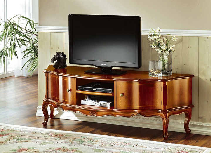 TV- en Hifi-meubels - TV-longboard met decoratieve snijversieringen, in Farbe KERSENBOOM Ansicht 1