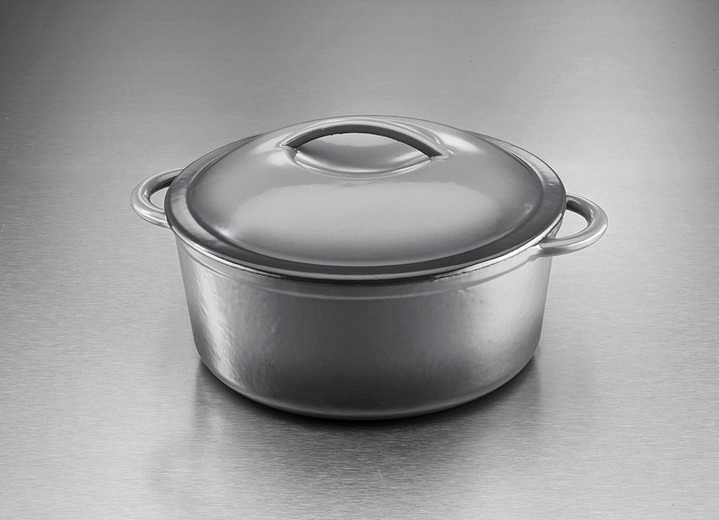 Potten & pannen - Gietijzeren Nederlandse oven en braadpan, in Farbe GRIJS, in Ausführung Braadplan, rond Ansicht 1