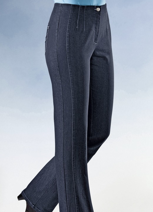 Broeken met knoop- en ritssluiting - Jeans met aangeknipte boord, in Größe 019 bis 096, in Farbe DONKERBLAUW Ansicht 1
