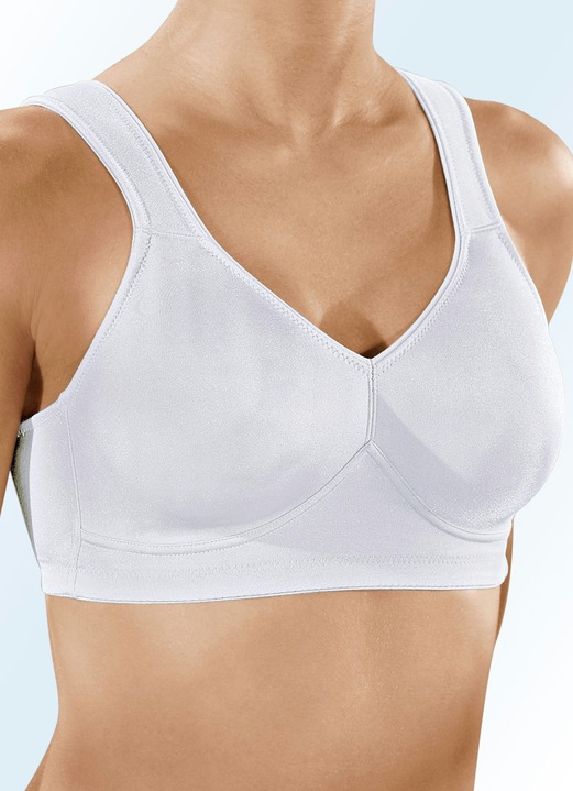 T-shirt-bh - Speidel 2-pack bh met dubbele voorgevormde cups, in Größe 080 bis 105, in Cup B, in Farbe 1X WIT, 1X poeder Ansicht 1