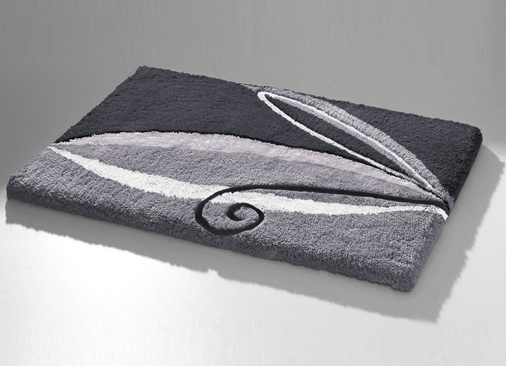 Badmatten - Zachte badkamerset met antislip achterkant, in Größe 100 (matje, halfrond 50 x 80 cm) bis 110 (hang wc-set, 2-delig), in Farbe ANTRACIET Ansicht 1