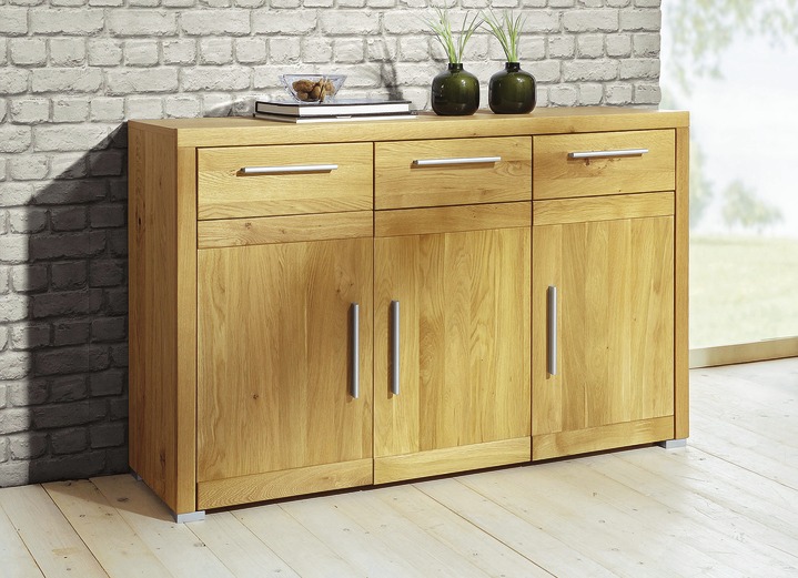 Meubels - Commode met massieve voorzijde, in Farbe WILD EIKEN, in Ausführung Dressoir met 3 deuren Ansicht 1