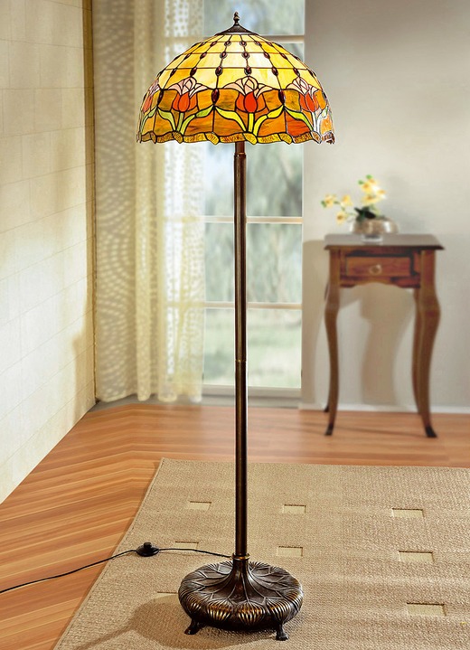Lampen  & lampjes - Tiffany staande lamp, met 2 lampen, in Farbe MULTICOLOR