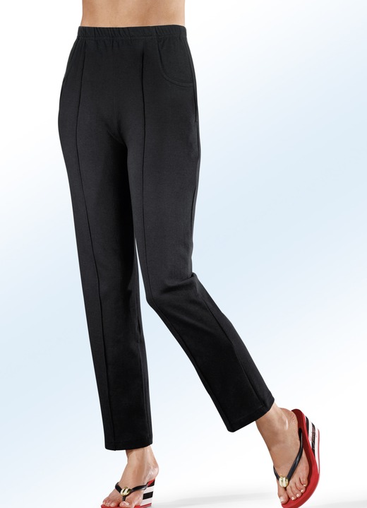 Vrijetijds pantalons - Broek met comfortabele elastische tailleband, in Größe 018 bis 056, in Farbe ZWART Ansicht 1