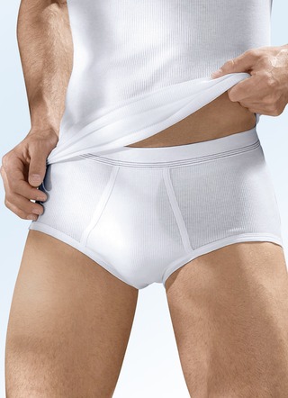 Hermko vijfpack dubbele rib slips met gulp, wit