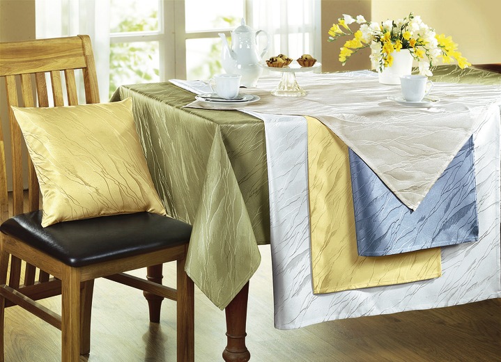 Tafellakens - Discreet tafelkleed in marmerlook, in Größe 100 (loper, 40/150 cm) bis 404 (Kussensloop, 40/40 cm), in Farbe GROEN