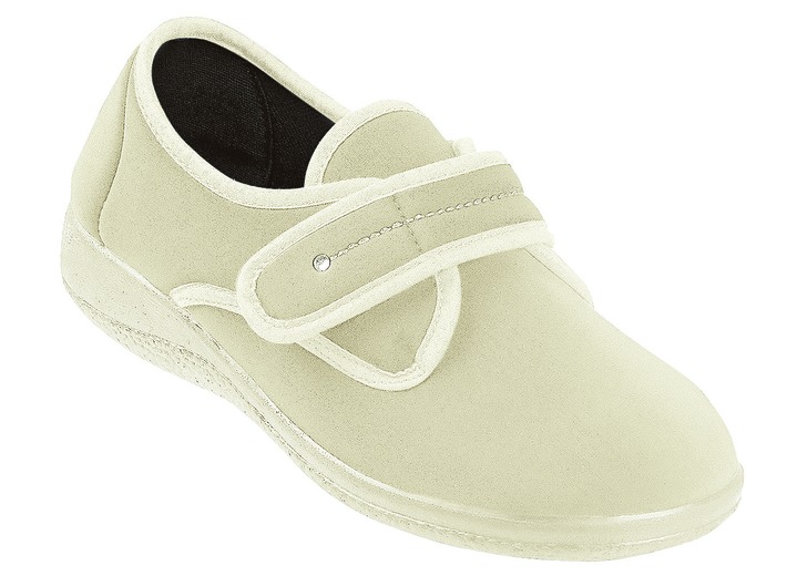 Comfortschoenen - Josephine Klittenband pantoffels in de breedte H voor sterke voeten, in Größe 036 bis 042, in Farbe BEIGE Ansicht 1